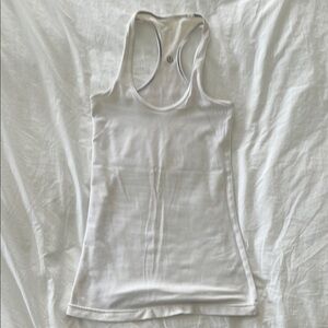 Lululemon Athletica White Fitted Ribbed Tank Top